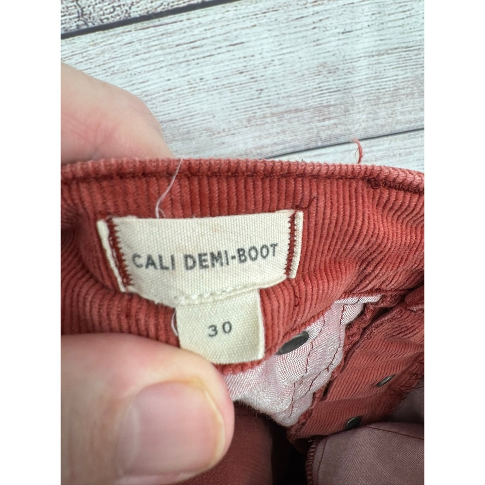 Madewell Cali Demi-Boot Pants Women 30 Red Corduroy High Rise Button Fly M0602 - Picture 4 of 10